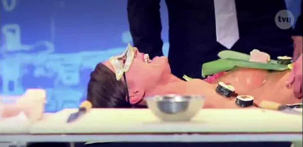 Sushi model tickled 6