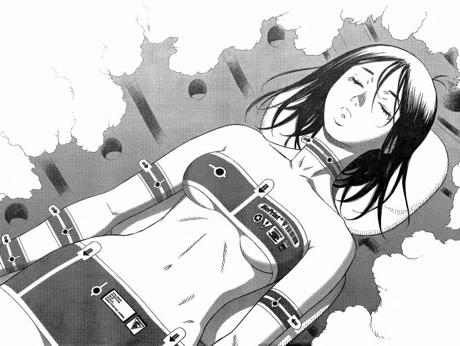 Alita's duplicate sem-nude appereance in the ending of the opera.