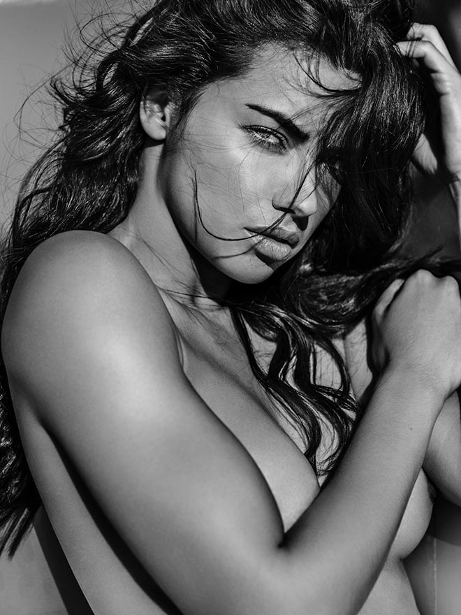 Adriana Lima topless bw - Russell James - Angels