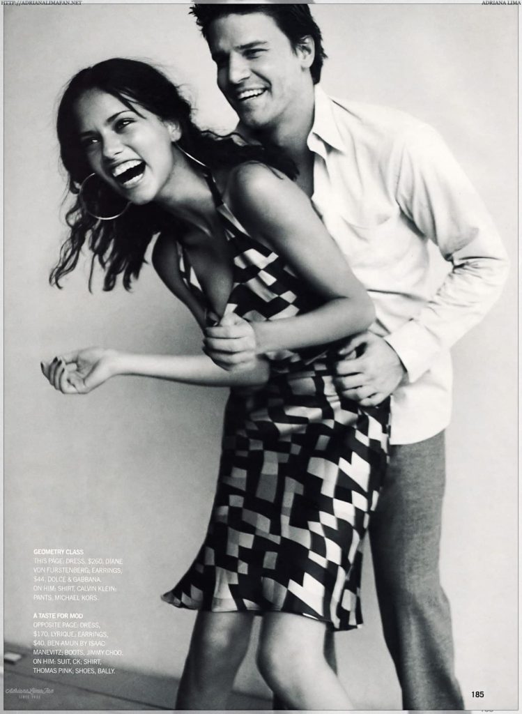 Adriana Lima with actor David Boreanaz for Glamour US August 2000