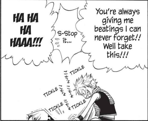 Natsu tickles Erza