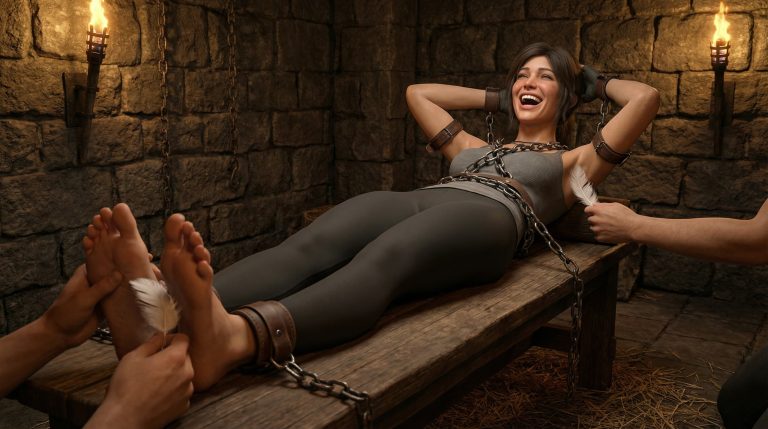 Lara Croft tickled SockFetishWorld