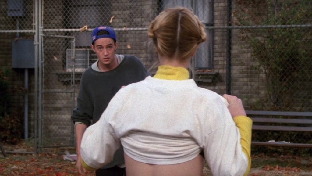 Friends Rachel flashes boobs