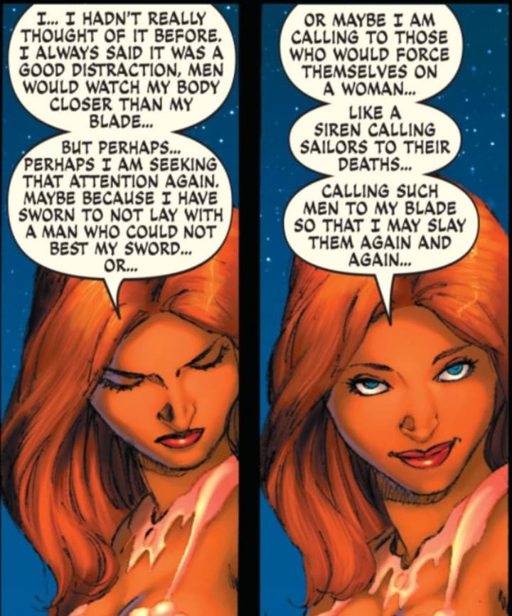 Red Sonja distraction iron bikini