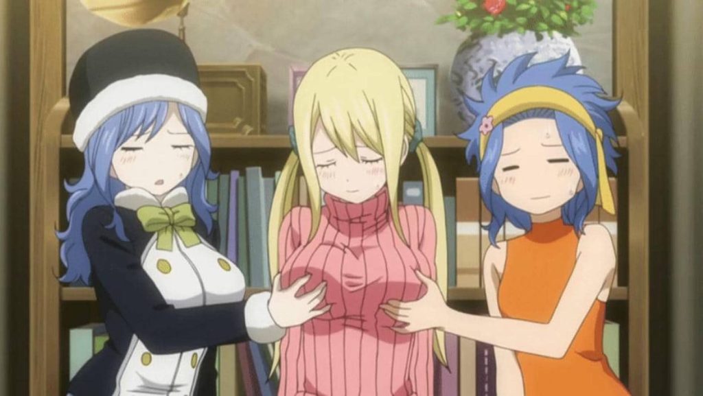 Juvia and Levy grope Lucy