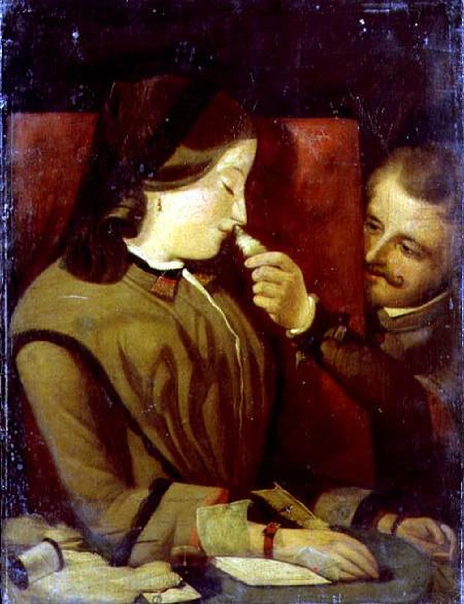 Man Tickling a Woman's Nose with a Feather - Thomas Wade (c. 1860)