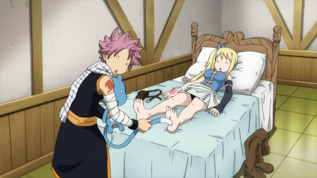 Natsu tickles Lucy
