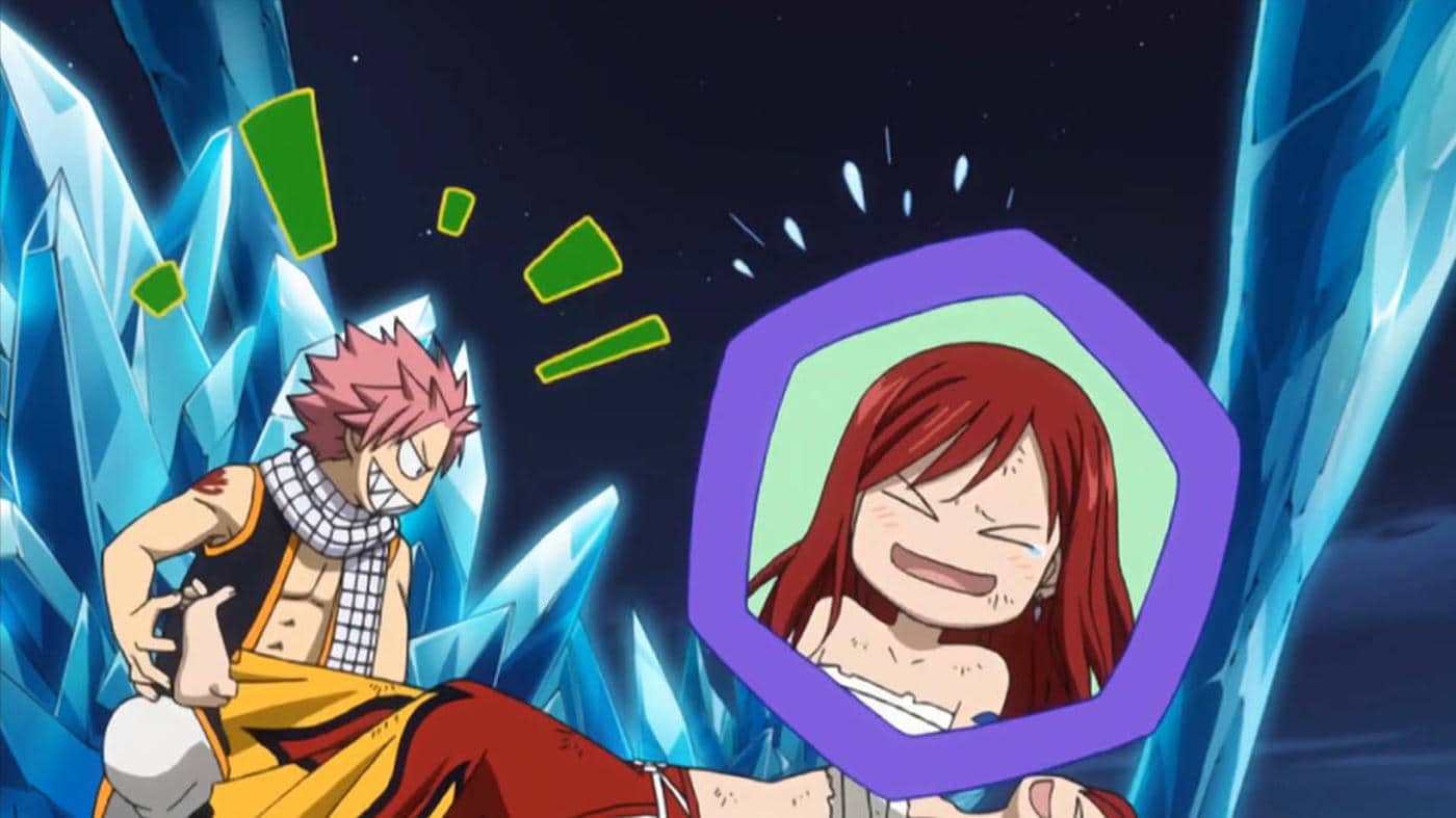 Natsu tickles Erza