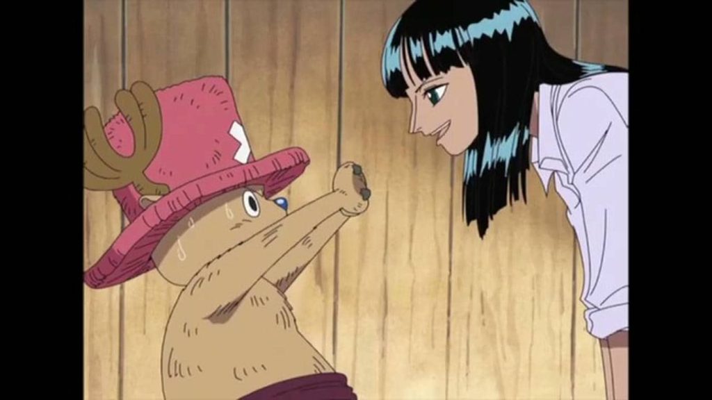 Nico Robin tickles Chopper