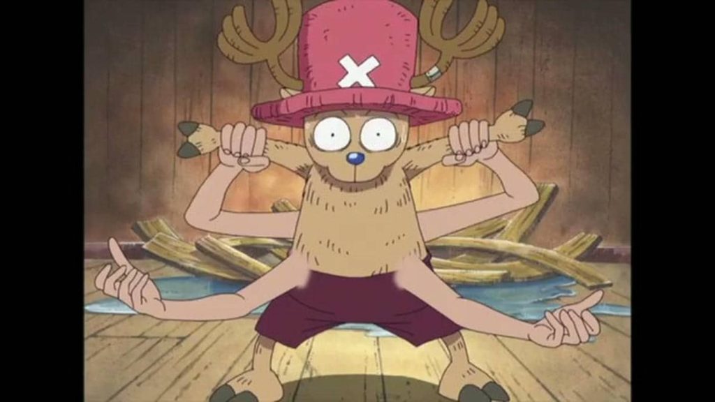 Nico Robin tickles Chopper