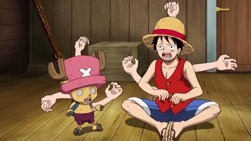 Nico Robin tickles Rufy and Chopper