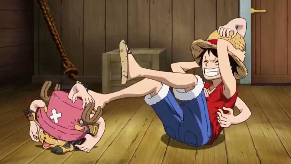 Nico Robin tickles Rufy and Chopper