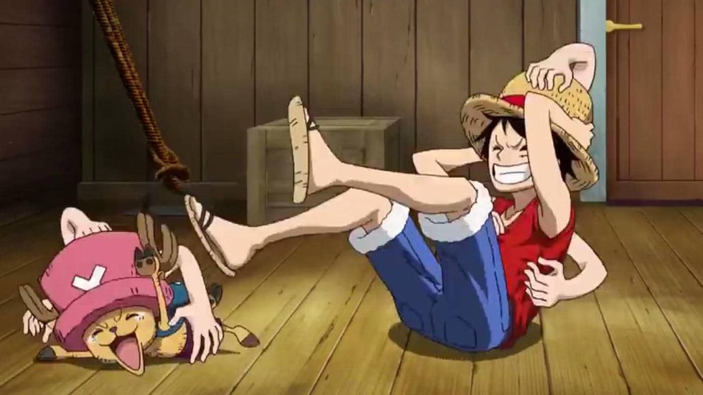 Nico Robin tickles Rufy and Chopper