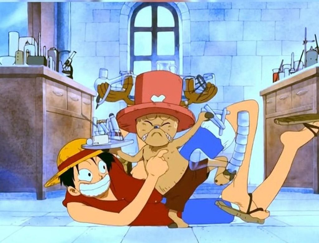 Rufy tickles Chopper