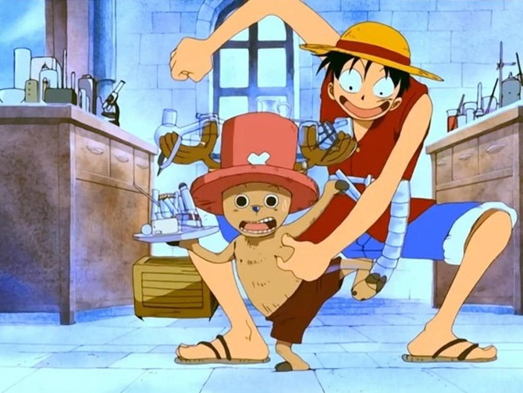 Rufy tickles Chopper