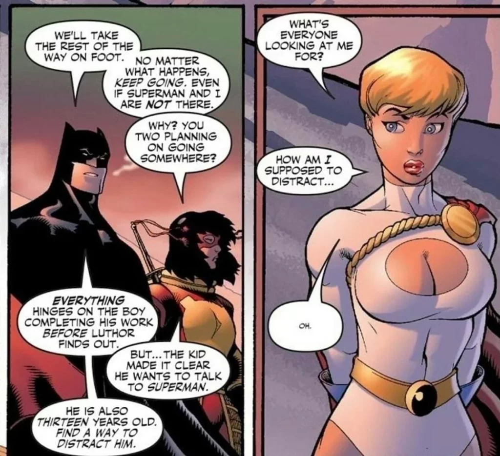Power Girl boobs distraction