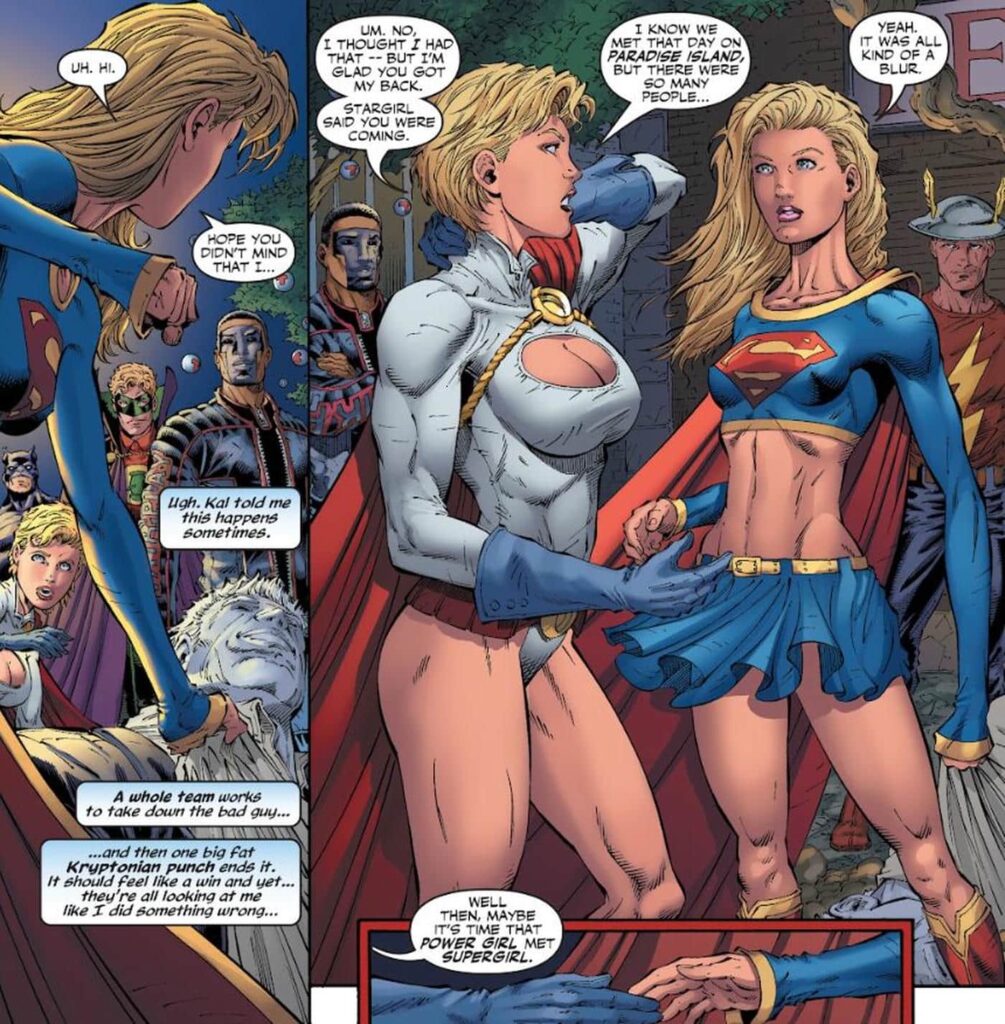 Power Girl and Supergirl chest comparison