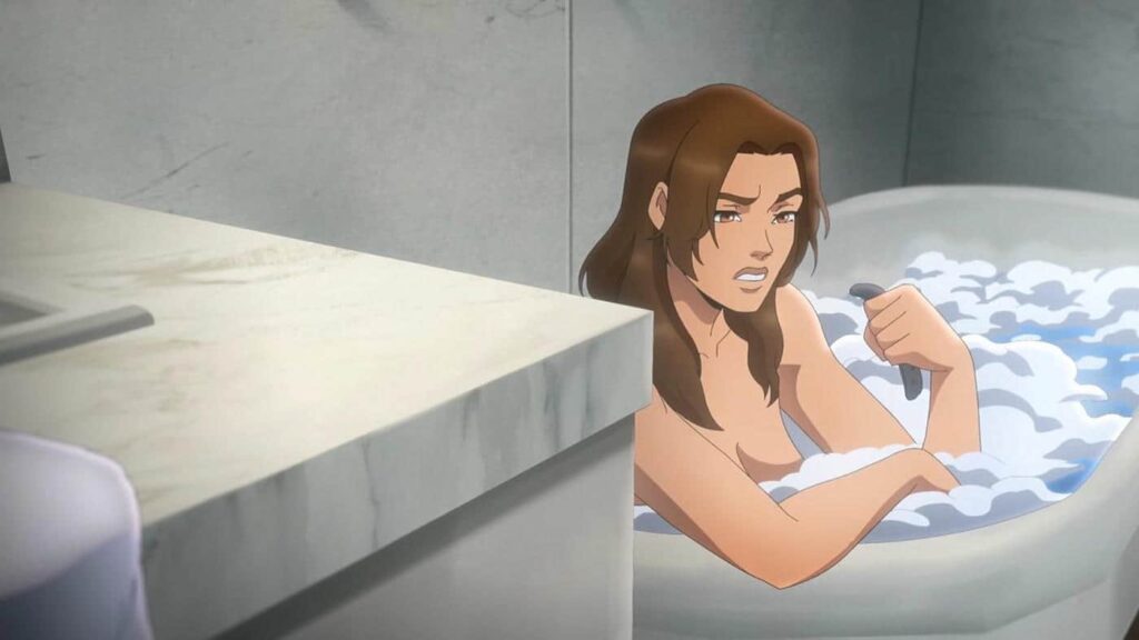 Lara Croft nude bath
