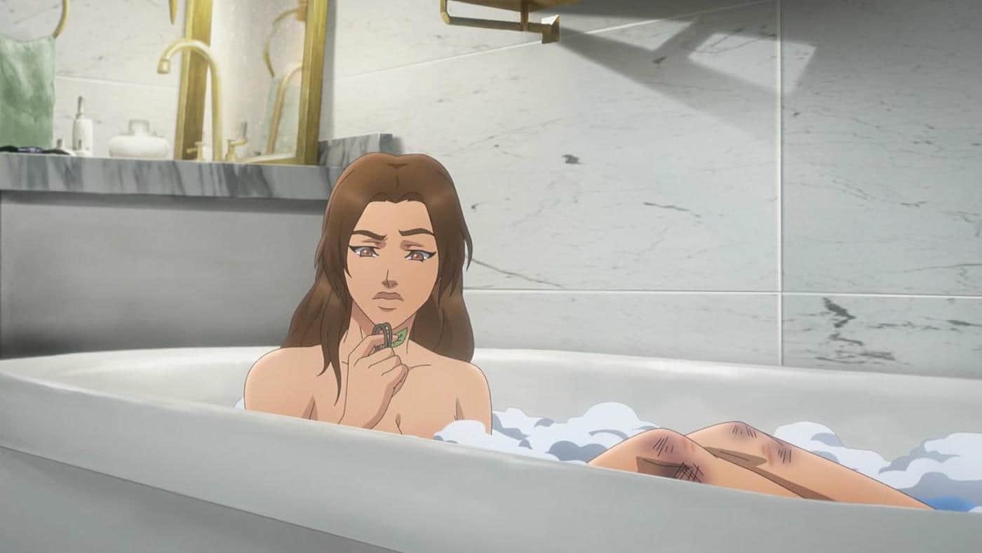 Lara Croft nude bath