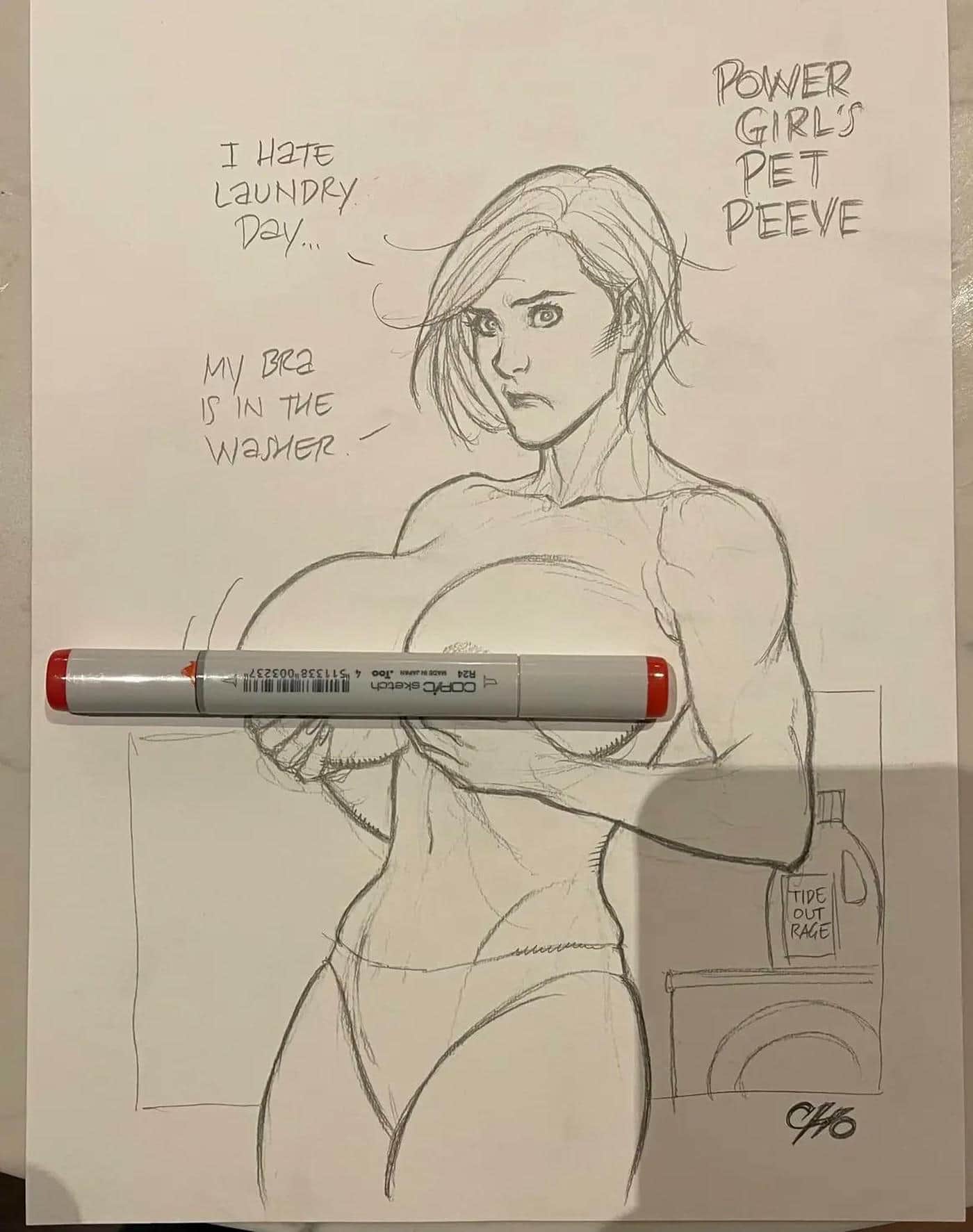 Power Girl big boobs by Frank Cho