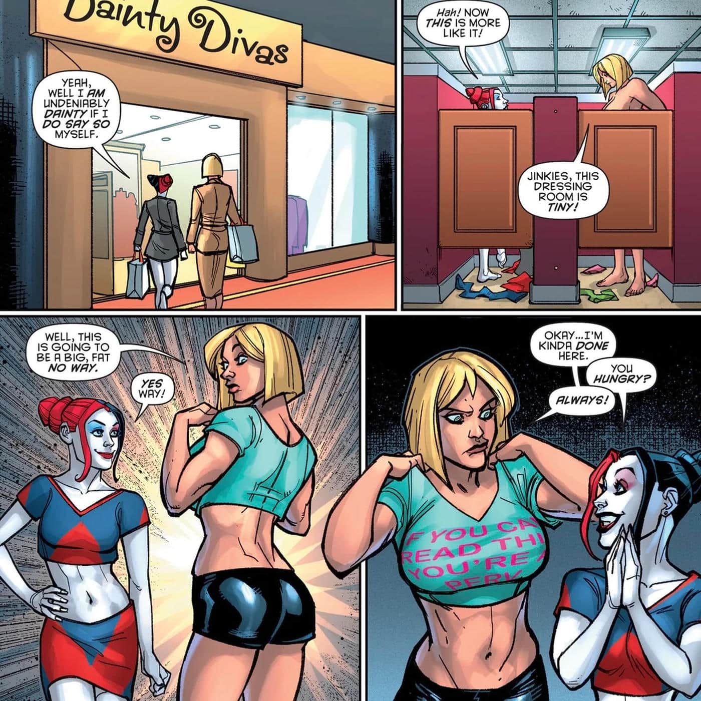 Power Girl boobs Harley Quinn
