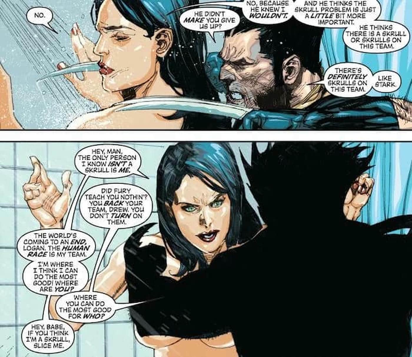 Spider-Woman showering - New Avengers (2005) #36 3