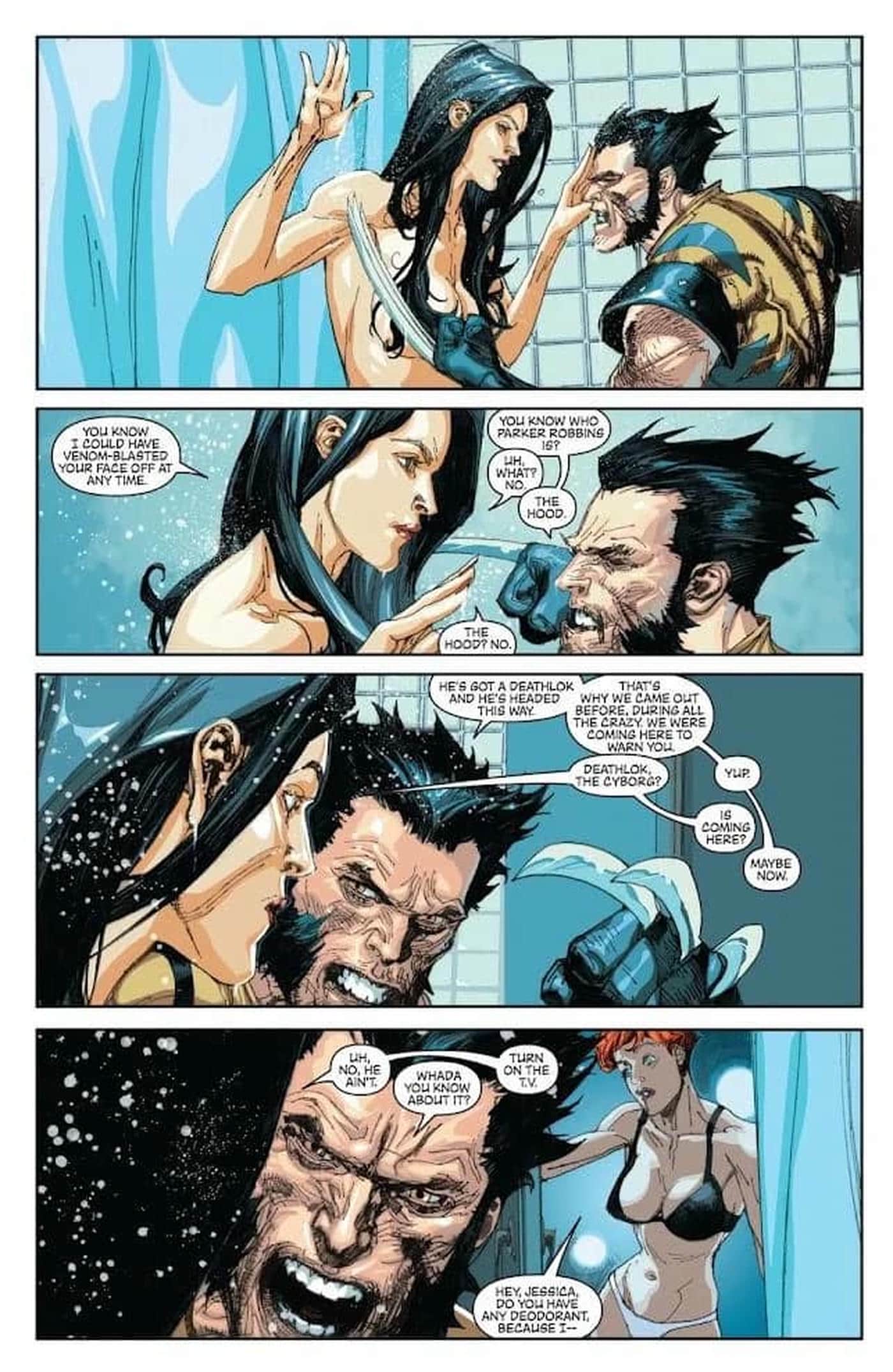 Spider-Woman showering - New Avengers (2005) #36 3