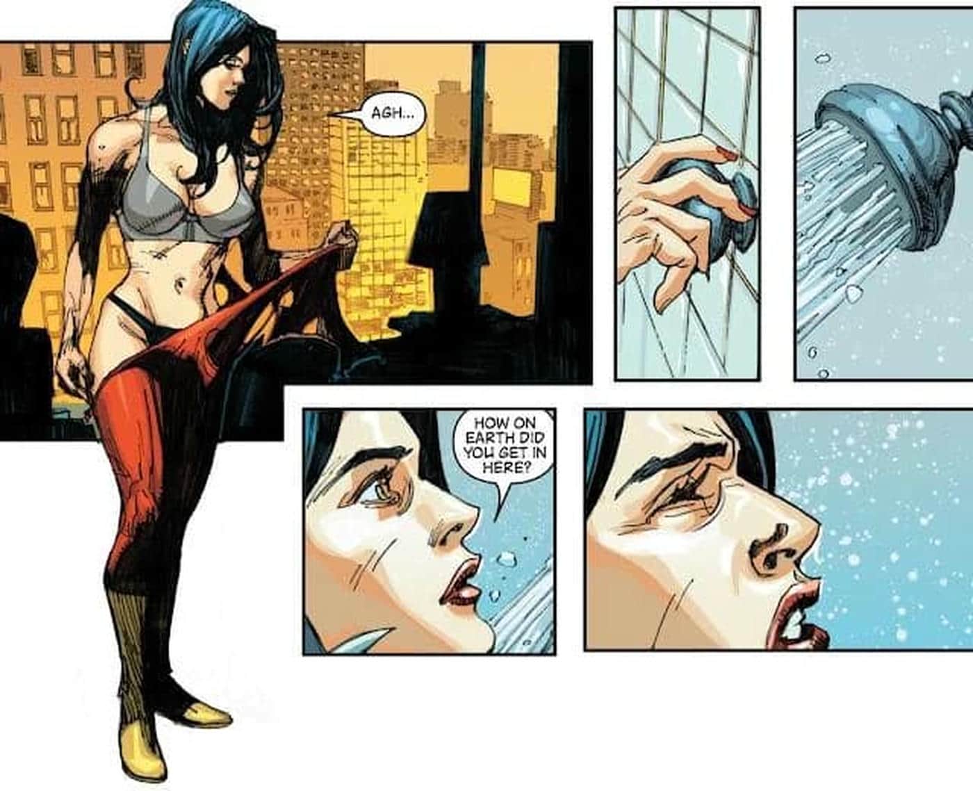 Spider-Woman showering - New Avengers (2005) #36 3