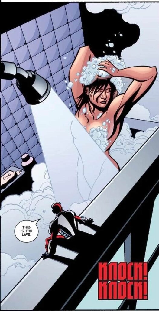 Nude women showering
