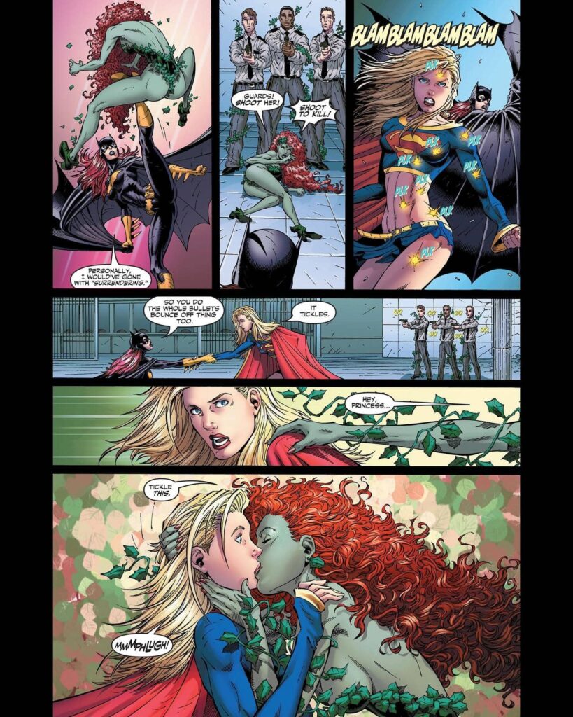 Poison Ivy tickles Supergirl