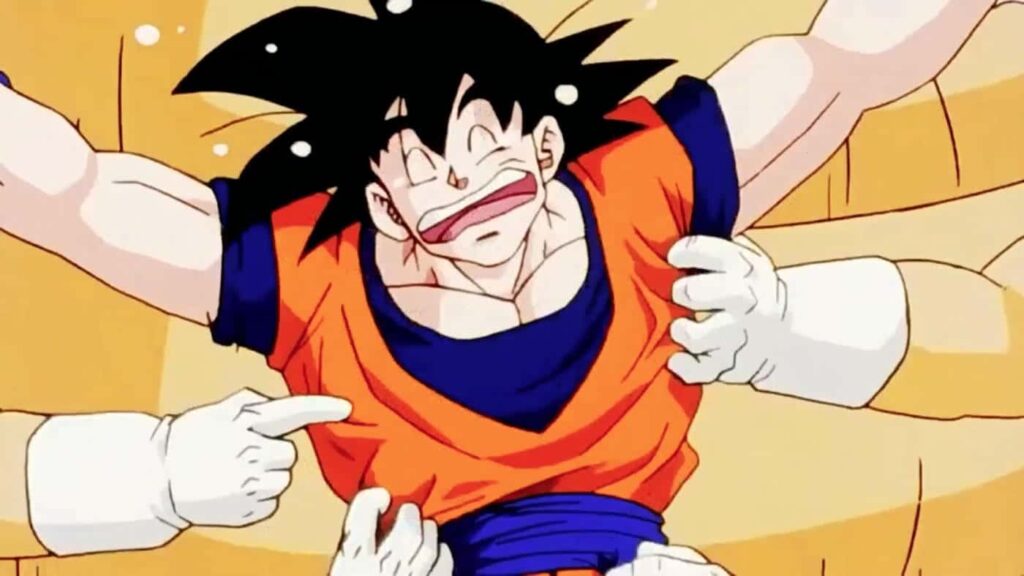 Goku tickled by Caterpy