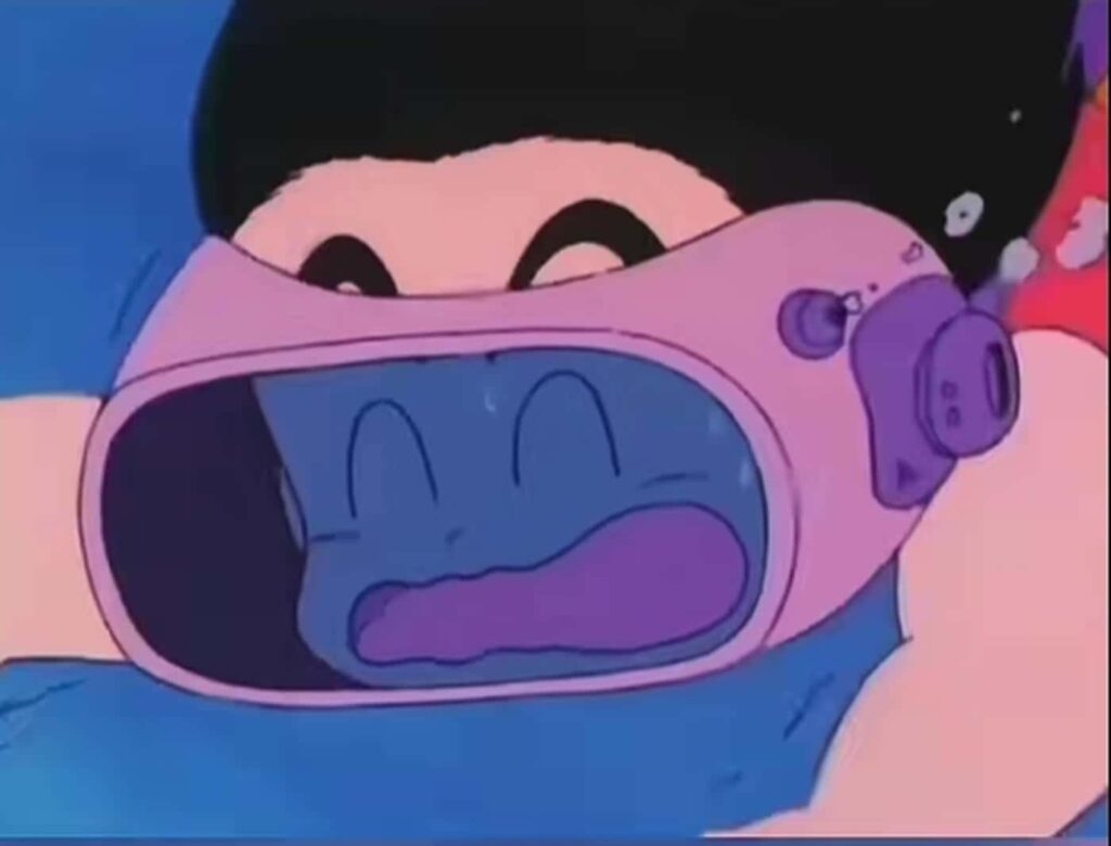 Goku tickled by fishes