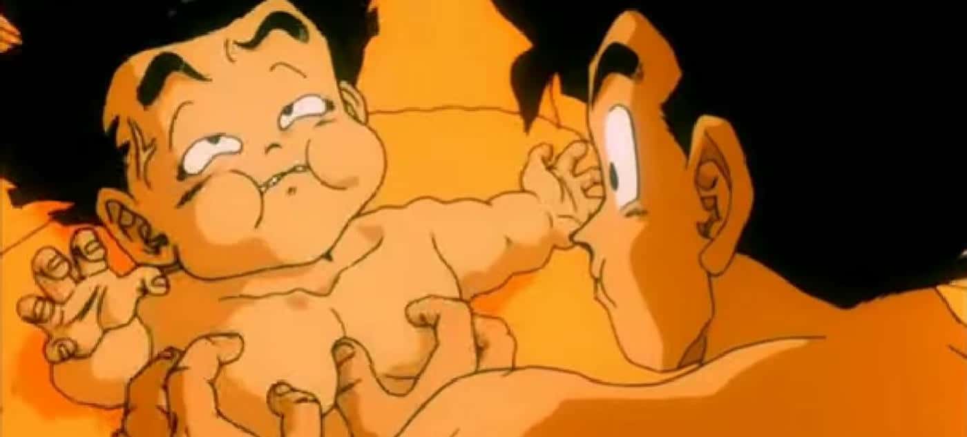 Goku tickles Gohan