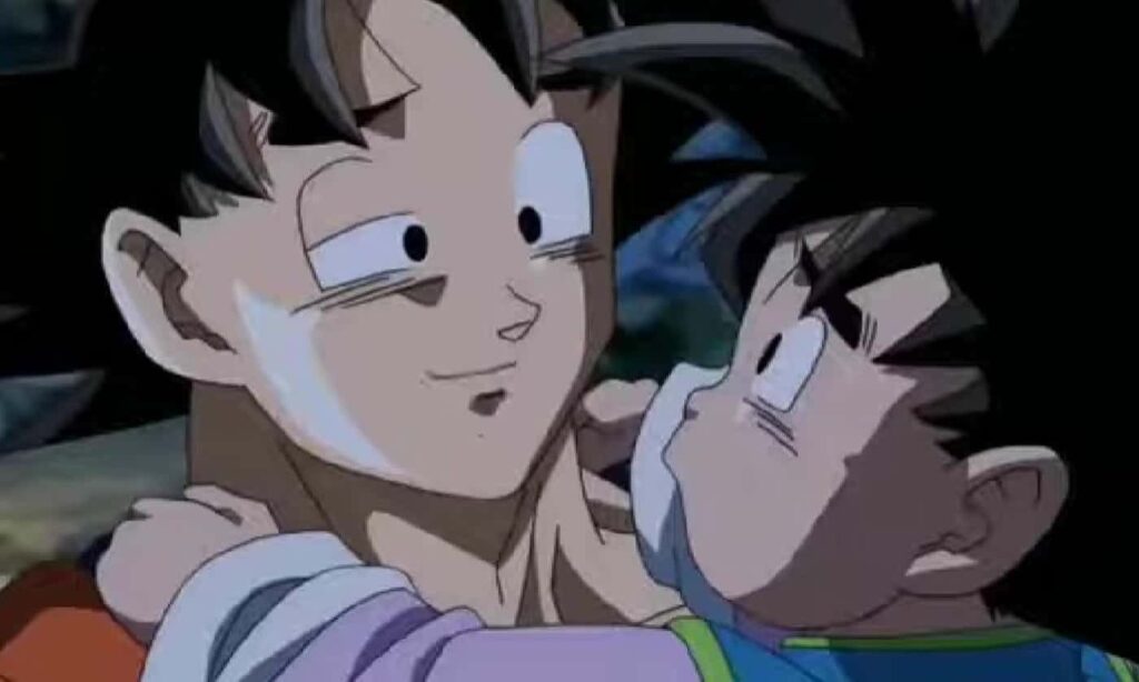 Goten tickles Goku